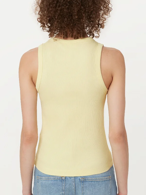 The Ribbed Racer Tank Top in Pastel Yellow