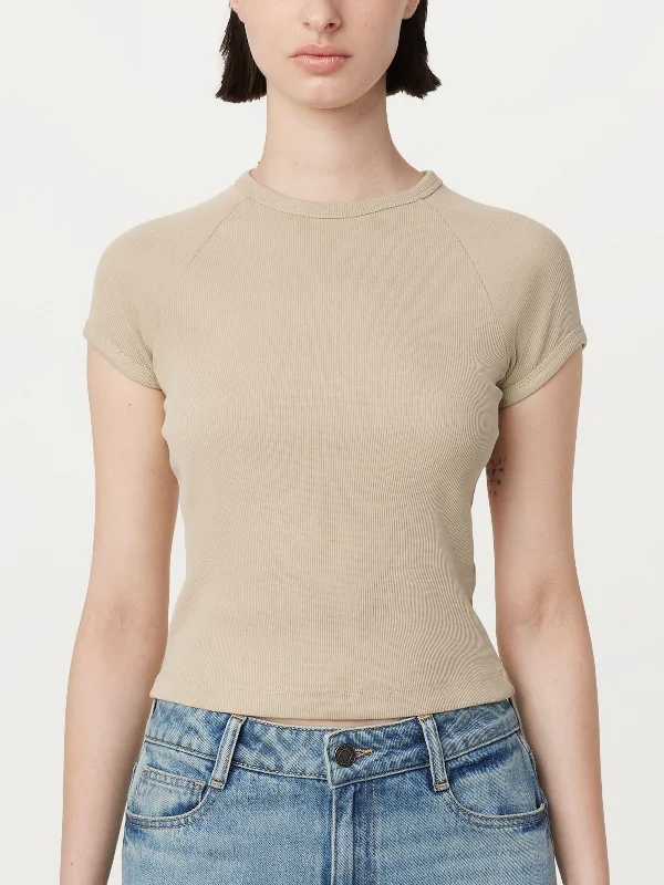 The Shrunken Cropped T-Shirt in Light Beige