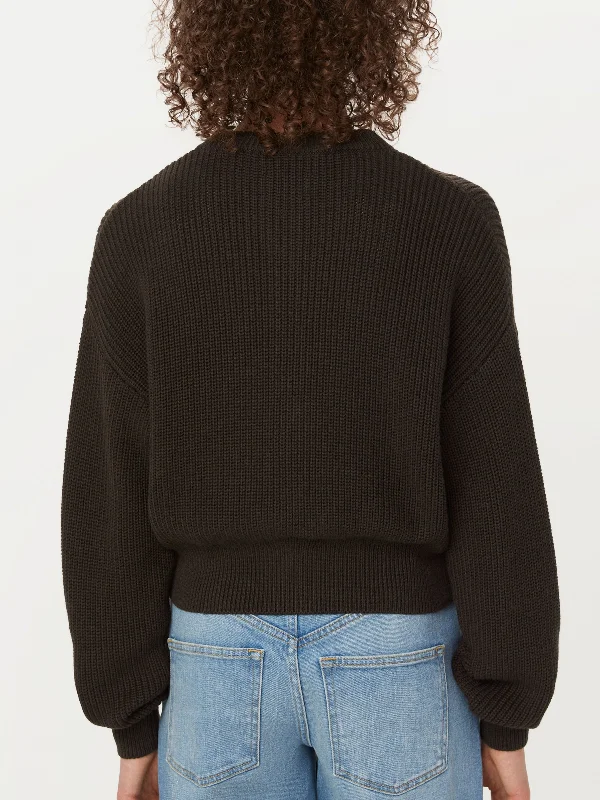 The SeaCell™ Crewneck Cardigan in Dark Chocolate