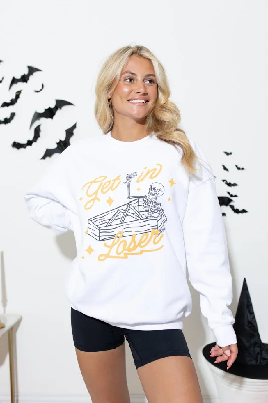 Get In Loser Off White Oversized Graphic Sweatshirt