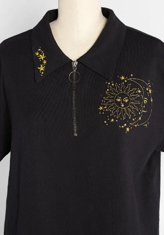 Golden Sol Luna Embroidered Top