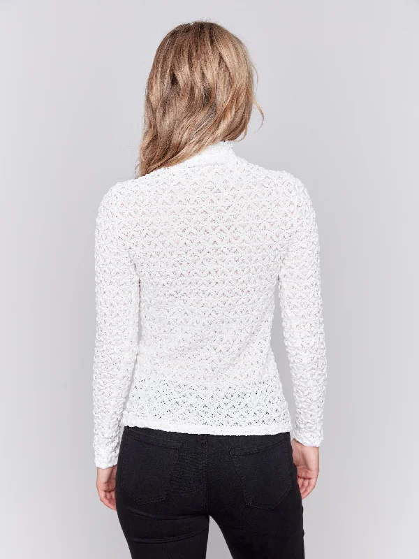 Lace Mock Neck Top - Ecru