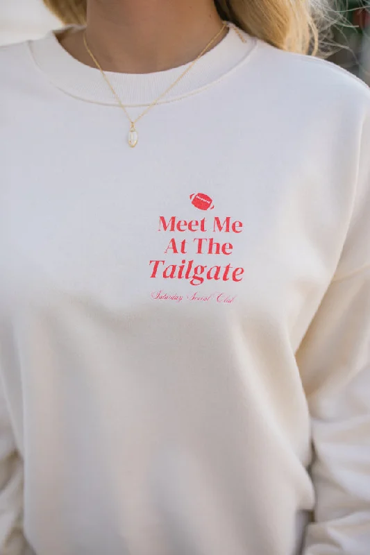 Meet Me At The Tailgate Red Ivory Comfort Colors Graphic Sweatshirt