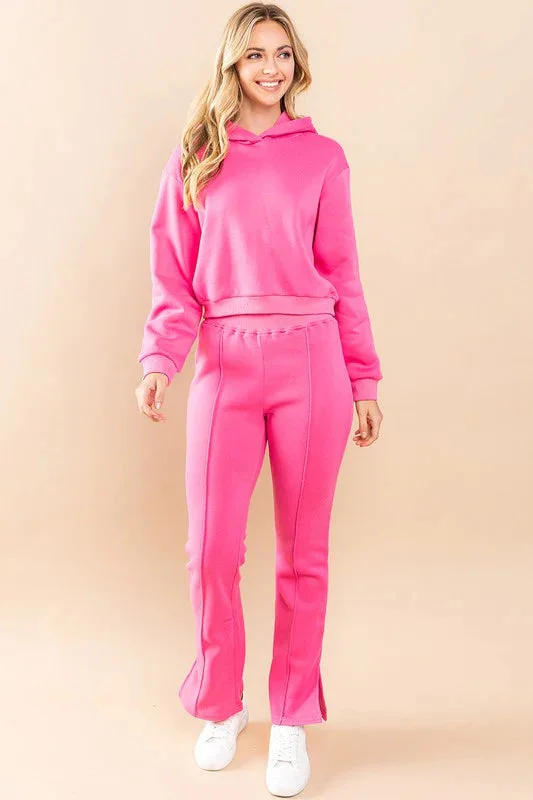 Weekend Love Pink Cropped Hoodie