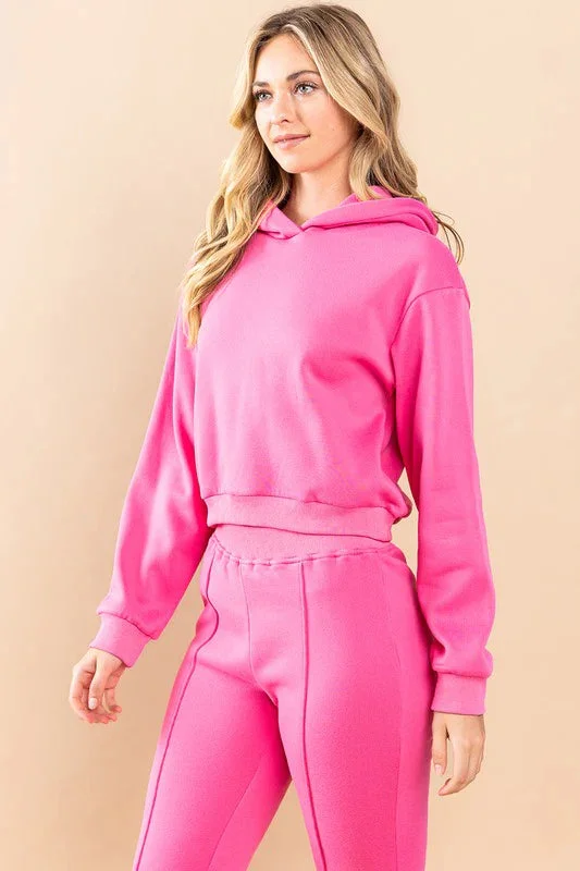 Weekend Love Pink Cropped Hoodie