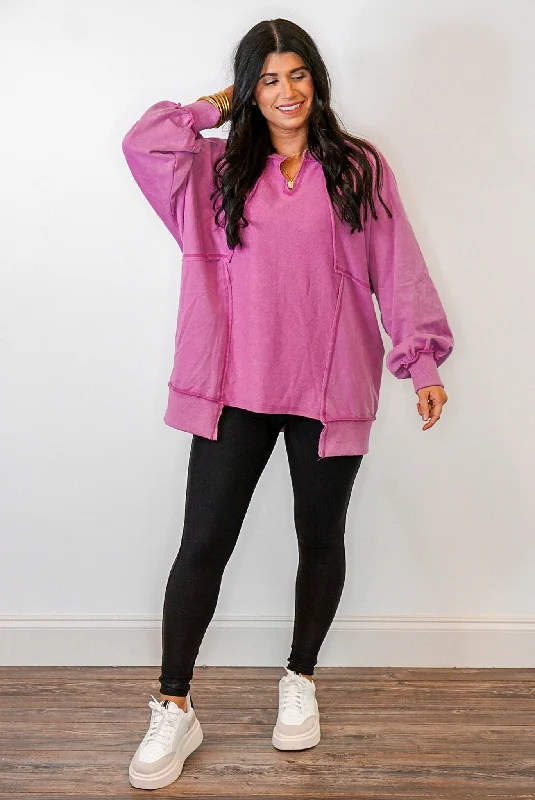 Weekend Favorite Washed Mauve Pullover