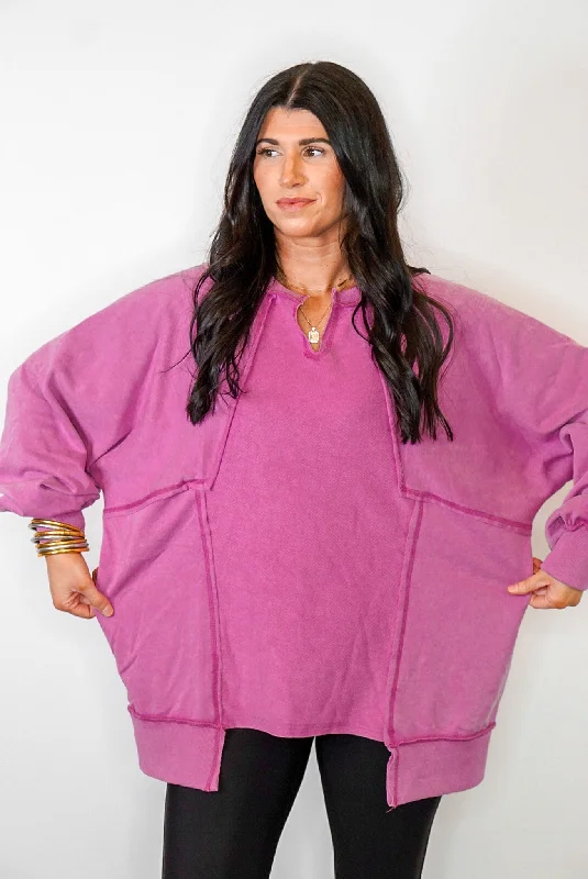 Weekend Favorite Washed Mauve Pullover