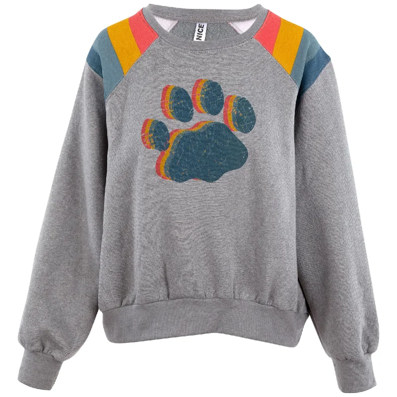 Retro Stripe Paw Crew Neck Sweatshirt