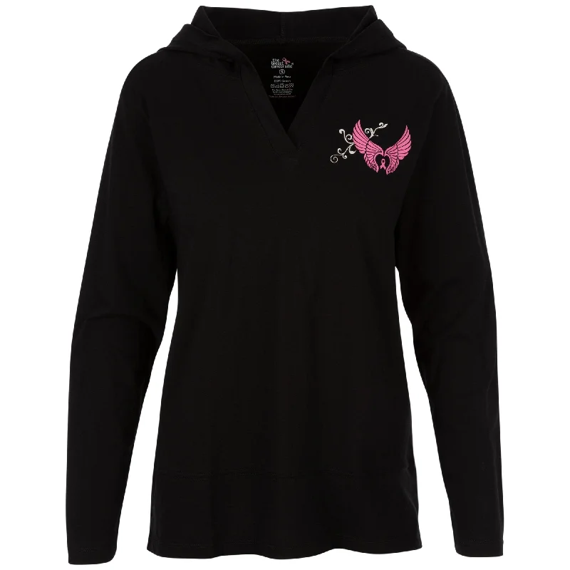 Wings of an Angel Pink Ribbon Hooded Lightweight Tunic