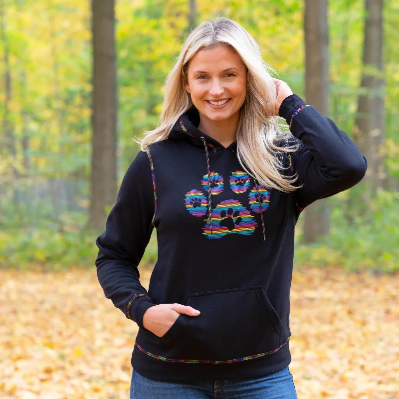 Colorful Paw Contrast Hooded Sweatshirt