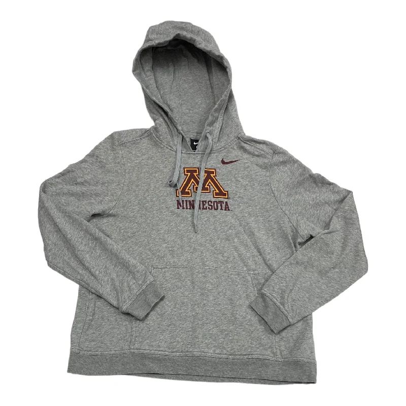 Athletic Sweatshirt Hoodie By Nike In Grey, Size: L