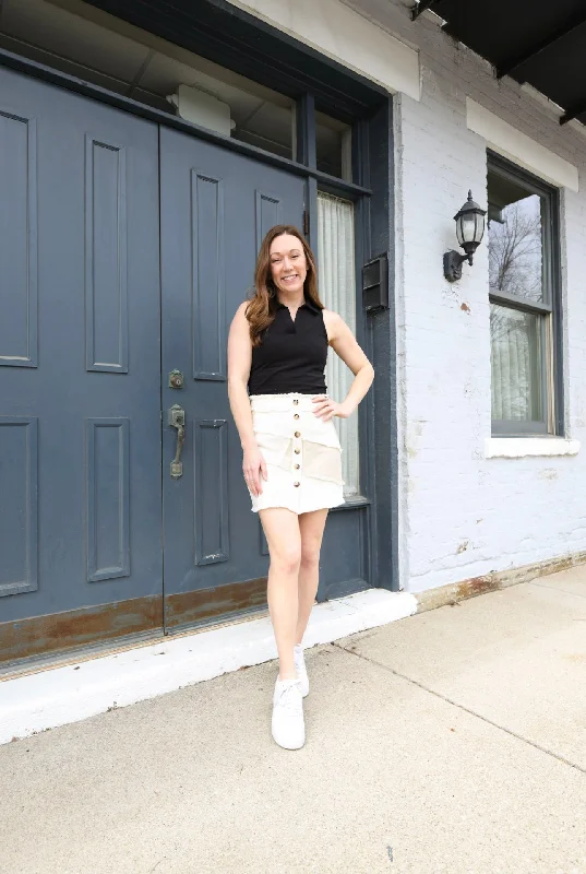 Black Crop Collared Tank Top | Boutique Elise | Cassie