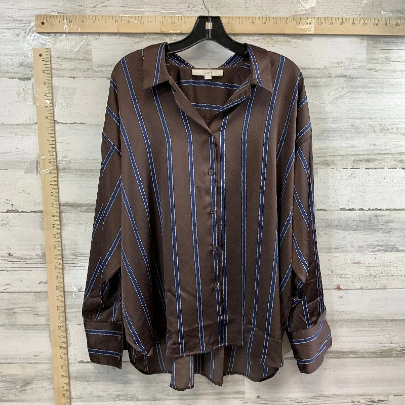 Blouse Long Sleeve By Loft In Brown, Size: Xxl