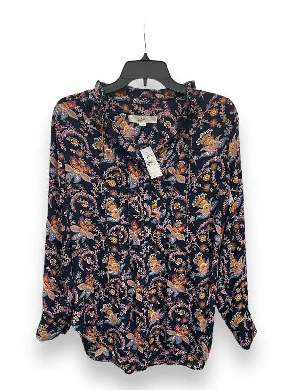 Blouse Long Sleeve By Loft In Multi-colored, Size: S