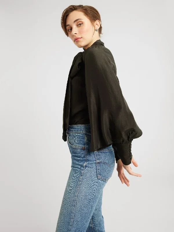 Gigi Top in Black Washed Silk