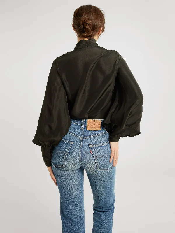 Gigi Top in Black Washed Silk