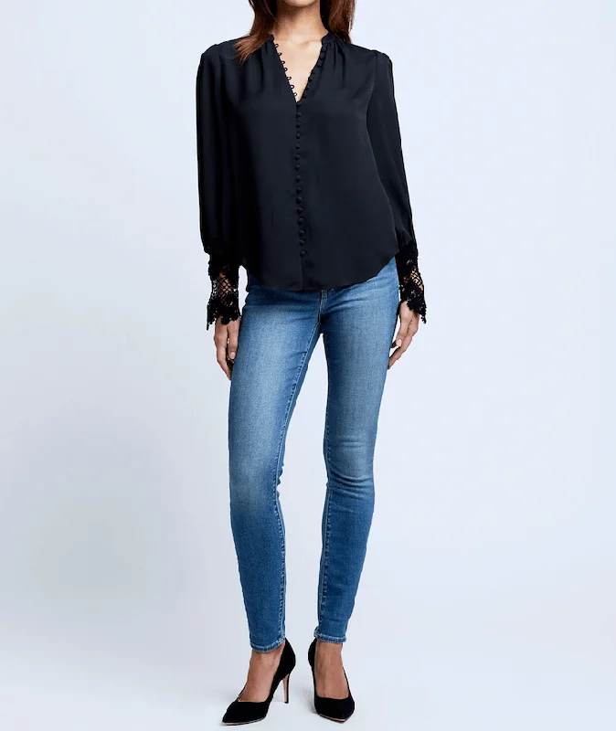 L'Agence Ava Lace Cuff Blouse