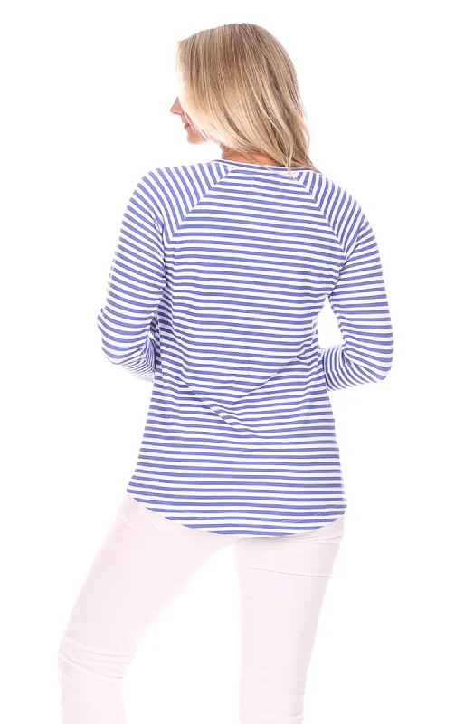 McKenna Crew Neck in Bright Blue Stripe