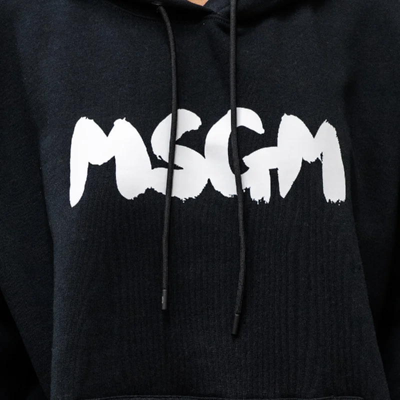 Women's MSGM Brush Print Hoodie Black