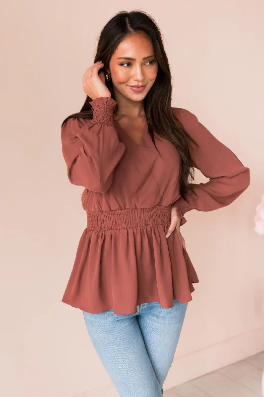 New Friends Modest Peplum Top