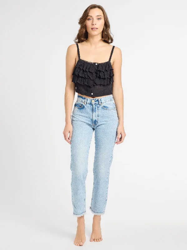 Patti Top in Black Petal Embroidery