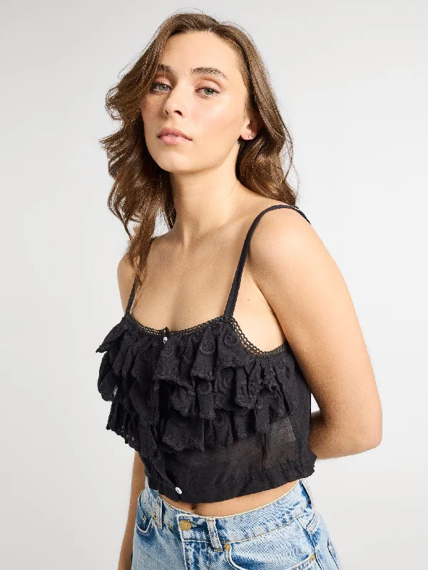 Patti Top in Black Petal Embroidery