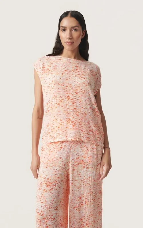 Soaked In Luxury- Zaya Blouse in Apricot Dizzy Print