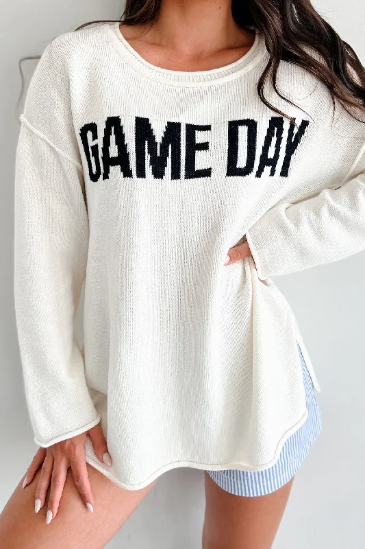 Stylish On The Sideline ""Game Day"" Sweater (Ivory/Black)