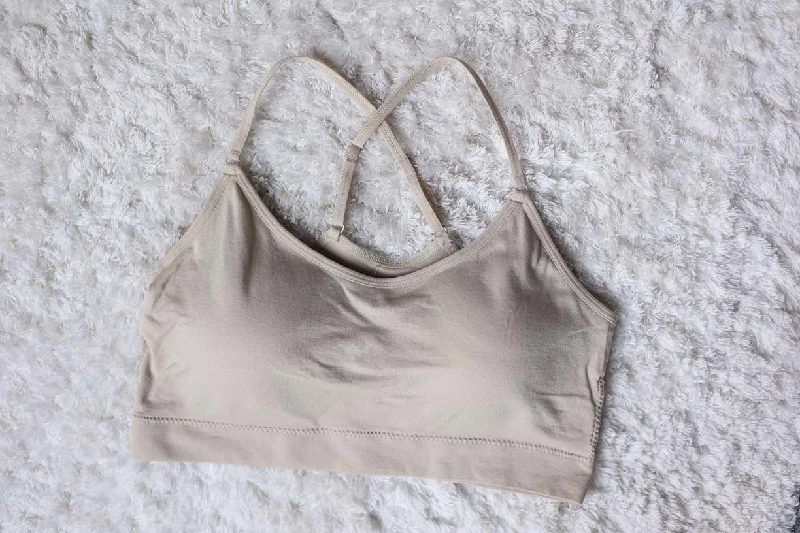 Taupe Cross Back Seamless Bralette