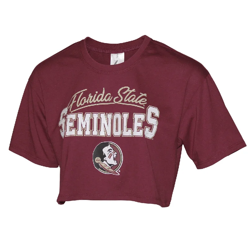 ZooZatz Women's Florida State Seminoles/Seminole Logo Short Sleeve Boxy Crop T-shirt - Garnet