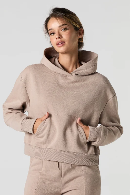 Oversized Cropped Fleece Hoodie