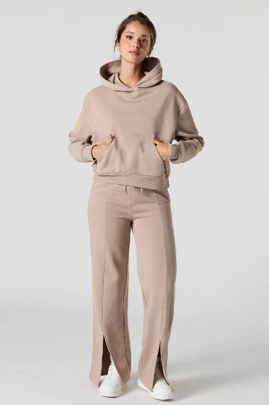 Oversized Cropped Fleece Hoodie