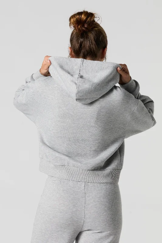 Oversized Cropped Fleece Hoodie