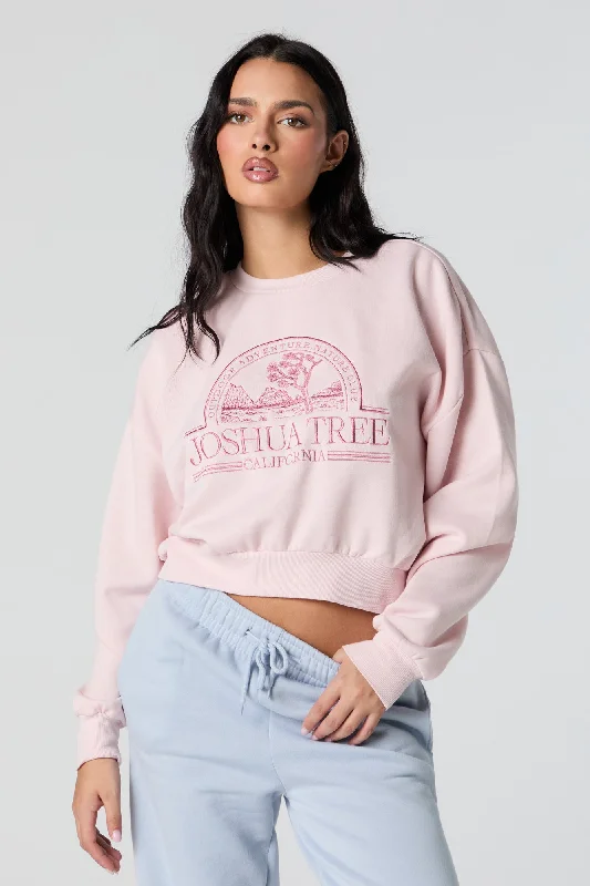 Joshua Tree Embroidered Cropped Fleece Sweatshirt