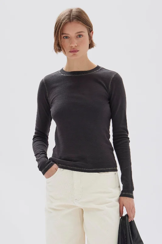 Evelyn Contrast Stitch Long Sleeve Tee