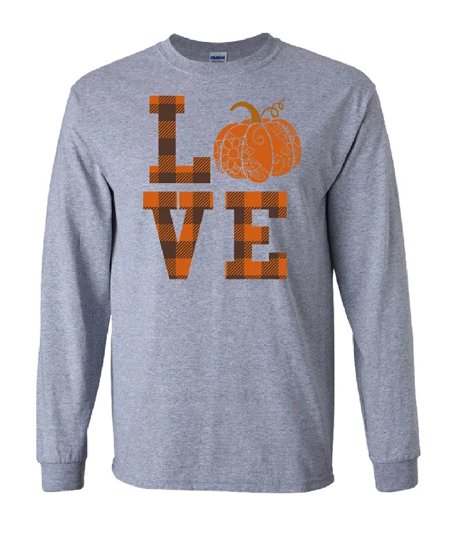 Women's Flannel Fall Love Long Sleeve Tee