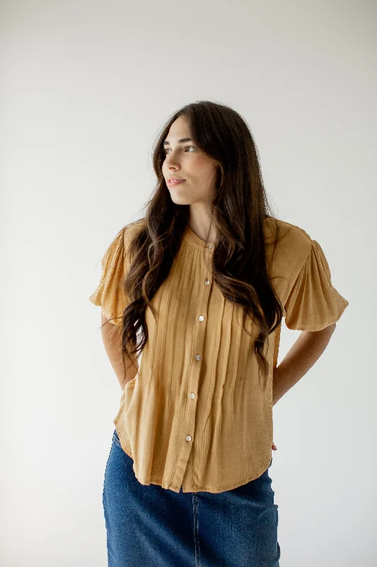 'Hadarah' Button Down Pleated Detail Top in Goldenrod