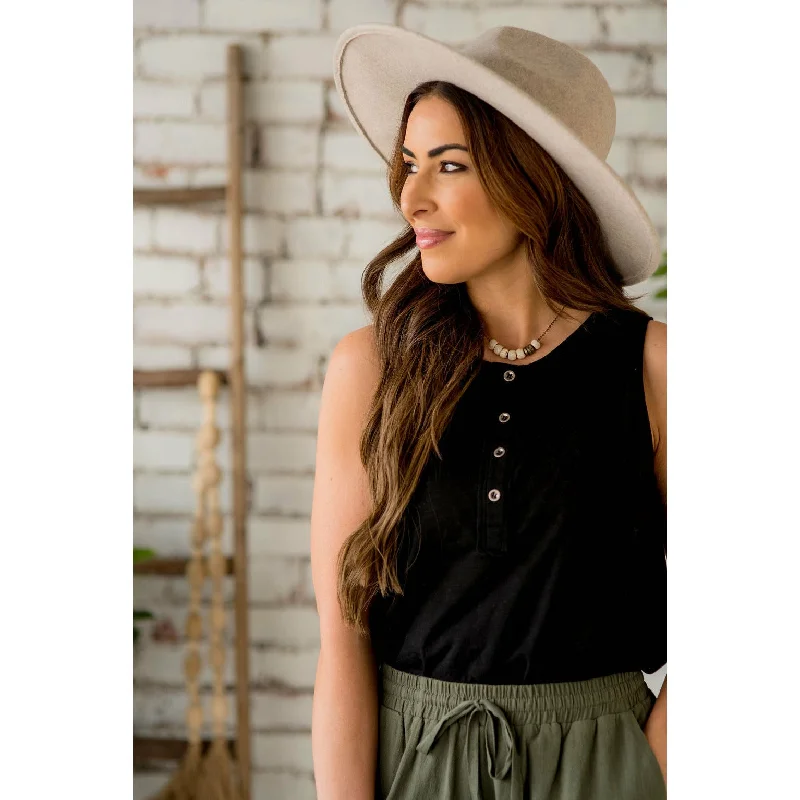 Heathered Button Tank