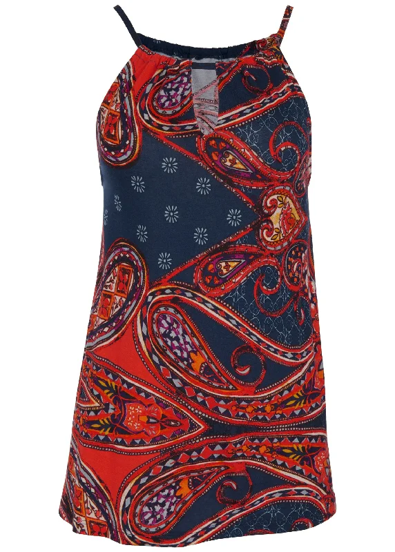 Paisley printed tank - Navy Multi