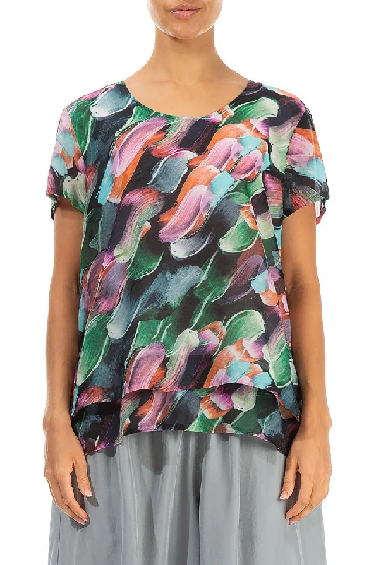 Layered Paint Charm Silk Cotton Blouse