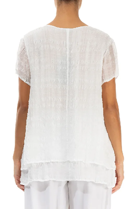 Layered White Light Silk Blouse