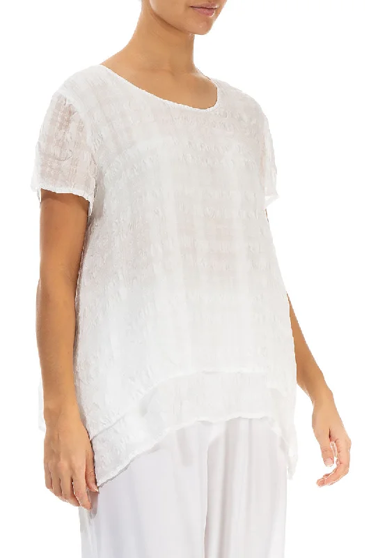 Layered White Light Silk Blouse