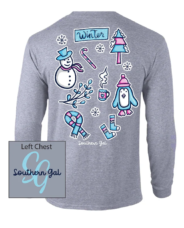 Southern Gal Winter Stickers Long Sleeve Tee