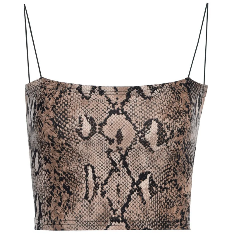 Snakeskin Prints Bare Midriff Cami Tops