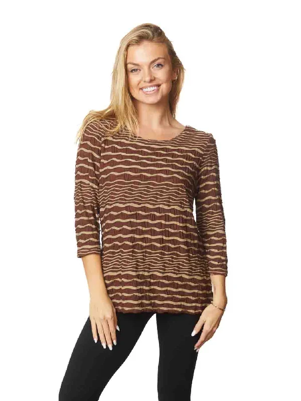 Tianello Taupe Stripe Knit Ballet Tee