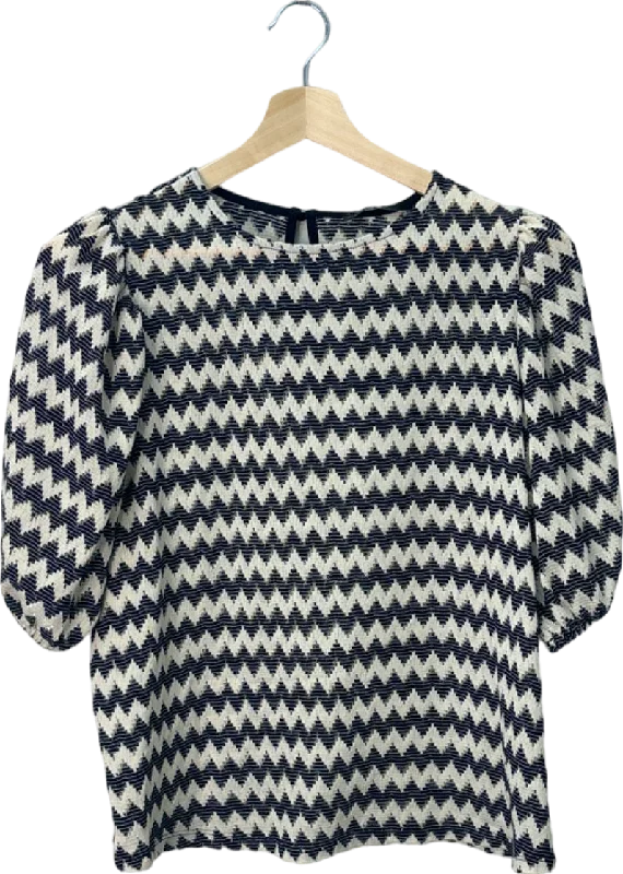 V By Very Black/White Zigzag Patterned Top UK 18