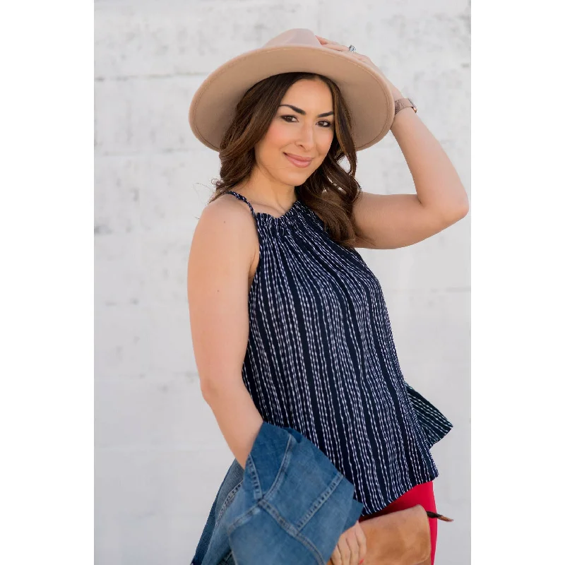 Vertical Striped Halter Tank