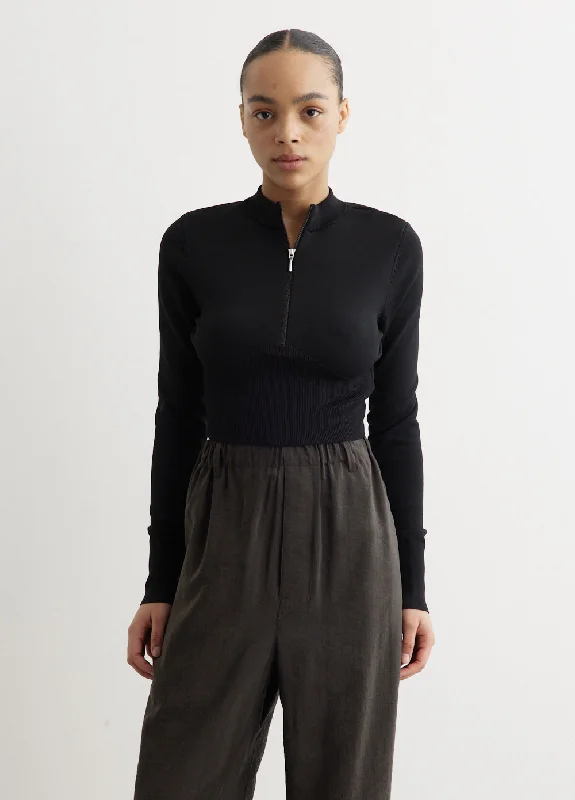 Long-Sleeve Cropped Jumper 1/2-Zip Top