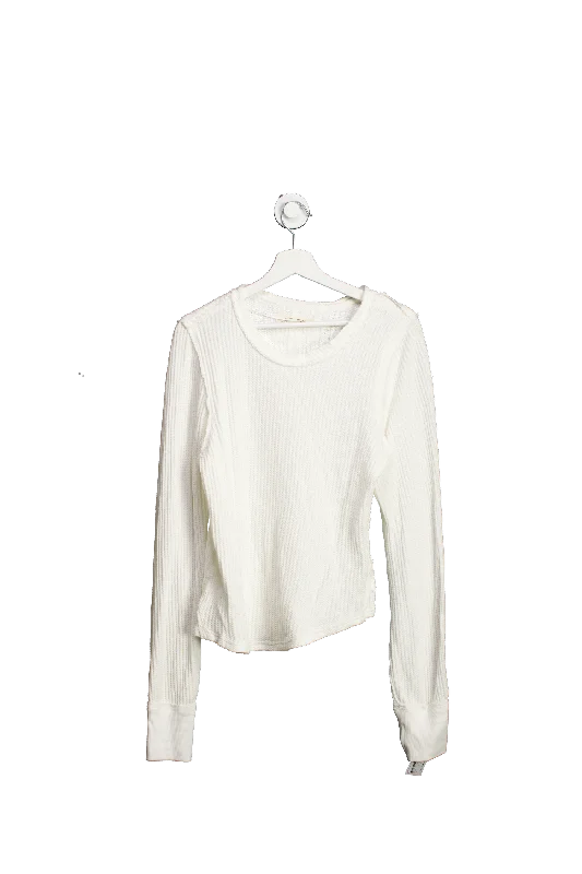 We The Free Cream Textured Long Sleeve Top UK XL