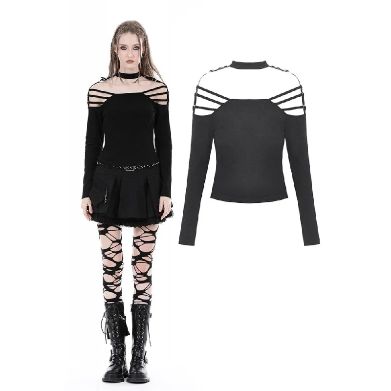 Women's Punk Off Shoulder Buckle Blouse